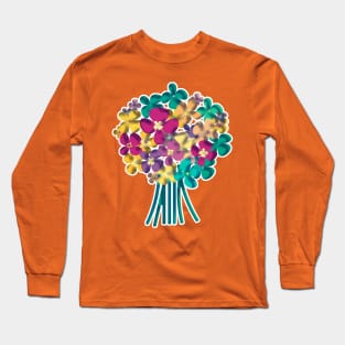 Childish Folk art flowers bouquet in yellow, green and pink Long Sleeve T-Shirt